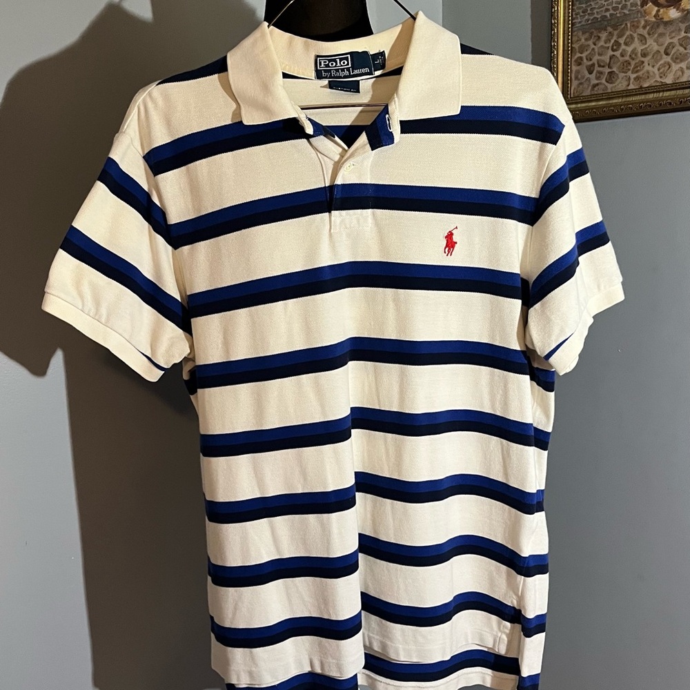 Polo Ralph Lauren Men’s Size L Custom Fit Short Sleeve Polo Shirt 🐎💙🤍🖤